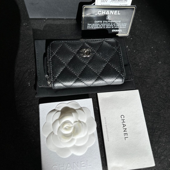 Authentic Chanel Zippy Coin Purse Wallet Caviar SHW Zipped Card Holder Wallet CC - Picture 4 of 11